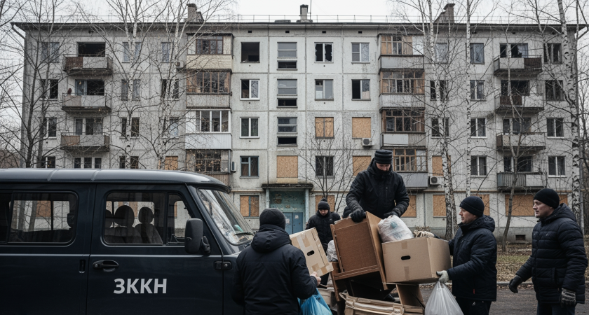 Имущество из расселенного дома на Нариманова грузили в машину с надписью «ЖКХ»