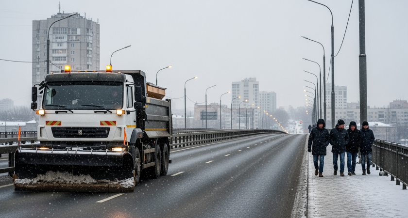 Снегоуборочная техника экстренно выехала к мостам и путепроводам Ростова-на-Дону