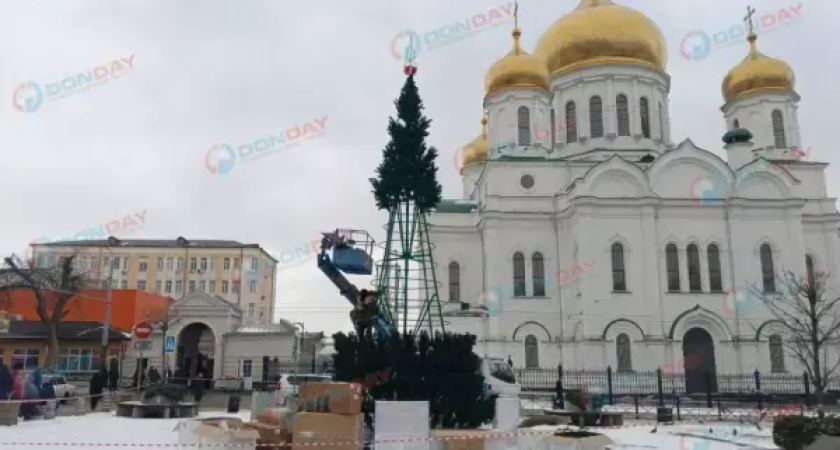 В Ростове собирают гигантскую елку из веток у Центрального рынка