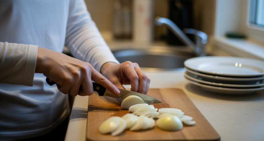 Мой способ подготовки доски для нарезки лука спасает глаза, устраняет запах и защищает деревянную поверхность