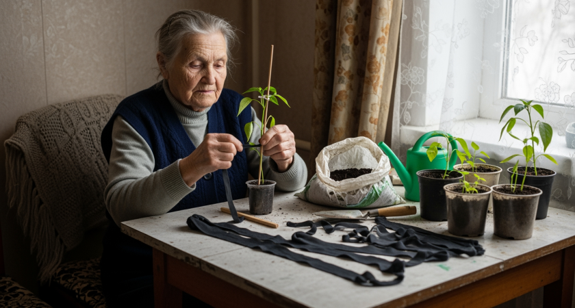 Соседи думали я чудачка, пока не увидели мой урожай перца благодаря обычным колготкам из шкафа