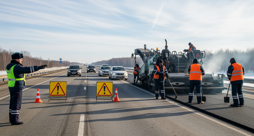 М-4 «Дон» встала в 4-километровой пробке: дорожники круглосуточно перекрывают полосы на пути к югу