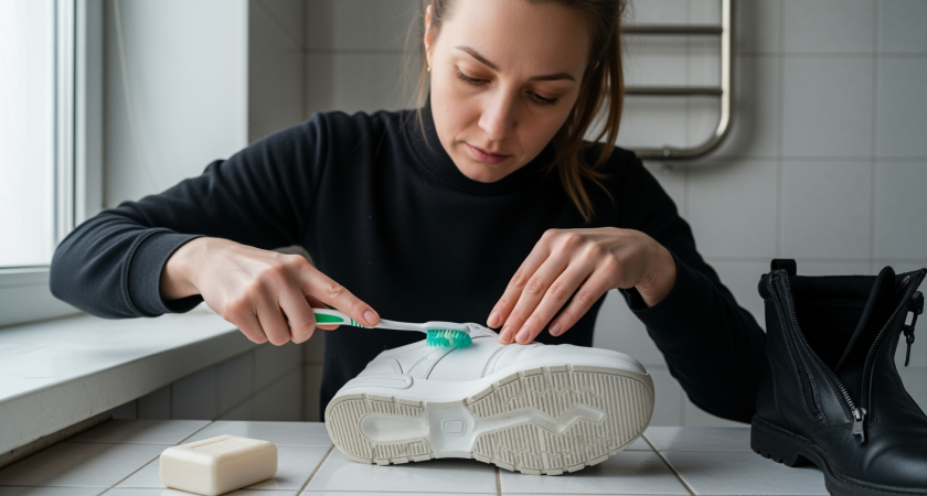 Простой трюк с обычным мылом вернет старой обуви первозданный вид за считанные минуты