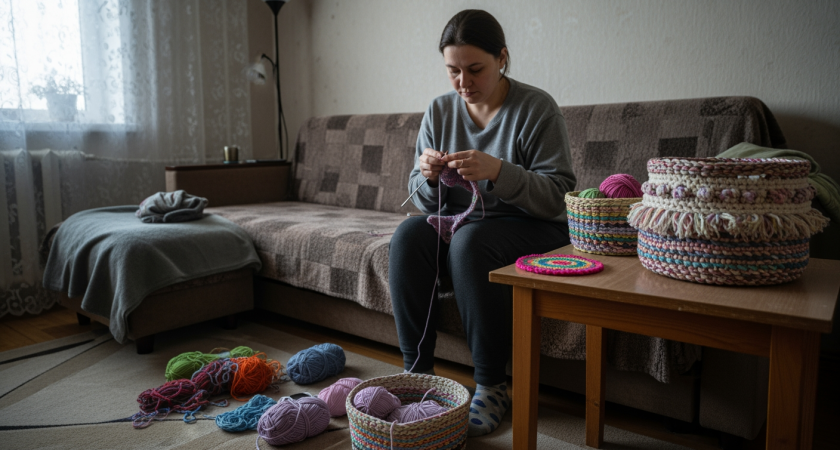 Моя соседка превращает клубочки остатков пряжи в полезные домашние штучки и экономит тысячи рублей