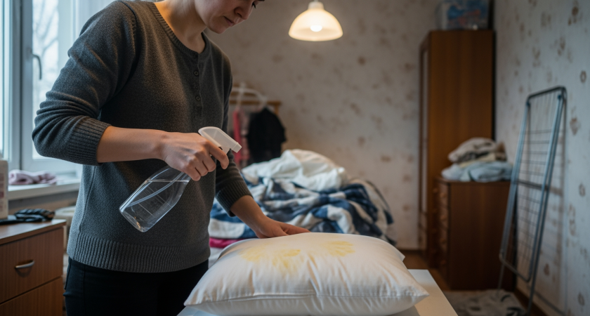 Старые подушки снова как новые после одной процедуры с дешевым аптечным препаратом