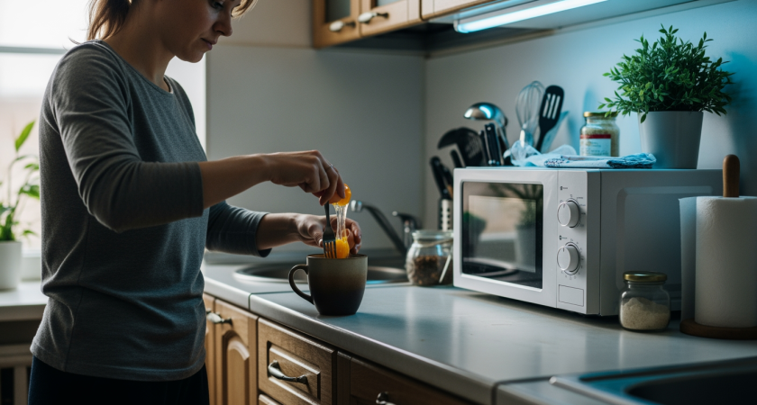 Забудьте про сковородку: показываю как за 2 минуты сделать пышный омлет прямо в обычной кружке