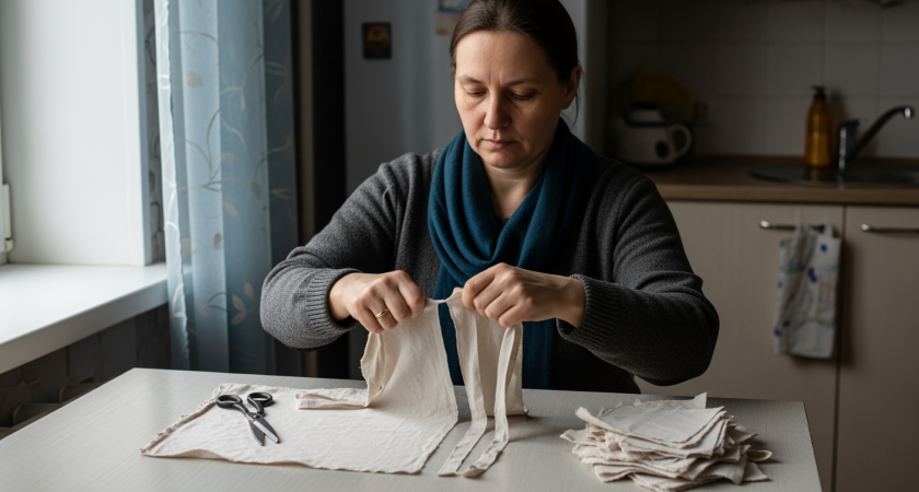 Из старых простыней делаю нужные вещи для дома быстрее чем за четверть часа