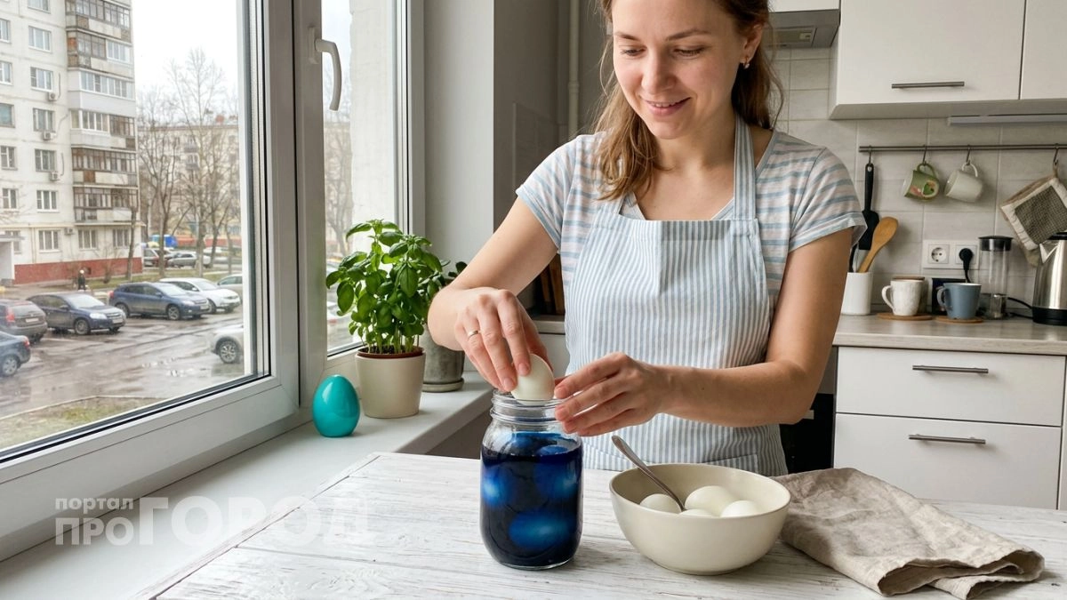 Выбросила красители и просто положила яйца в кастрюлю с краснокочанной капустой — через час они стали космическими