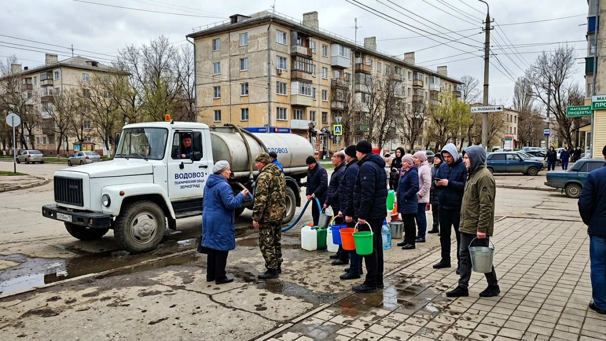 Порыв водовода оставил весь Зерноград без воды — воду подвезут по заявкам