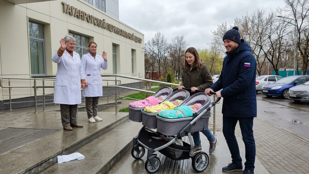 В Таганроге выписали маму с тройней дочек — случай один на тысячи