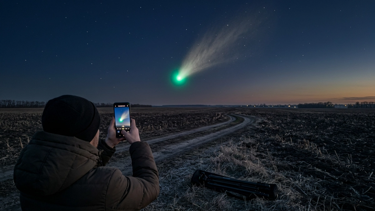 Фотограф из Ростовской области снял изумрудную комету с «пушистым хвостом»