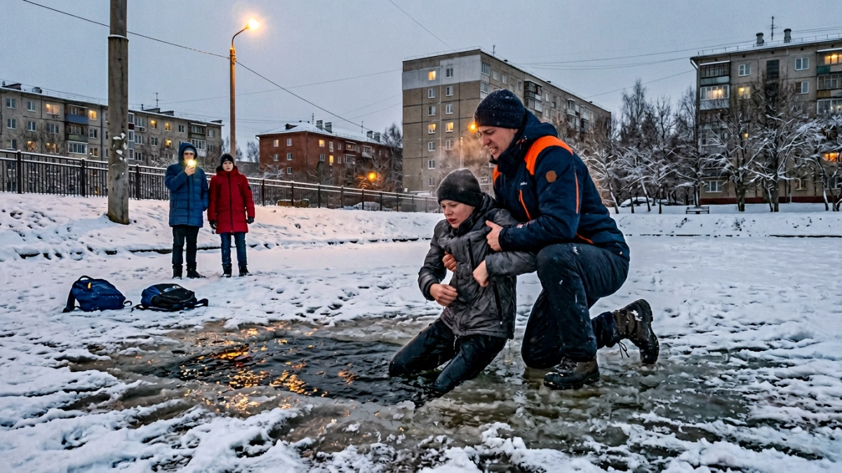 Капитан вытащил тонущего подростка из полыньи и получил медаль Береста
