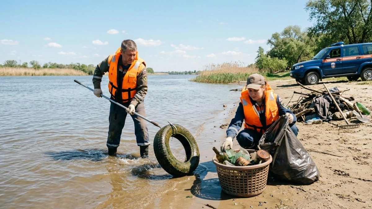 В Ростовской области готовятся к купальному сезону: пляжи чистят, спасателей учат