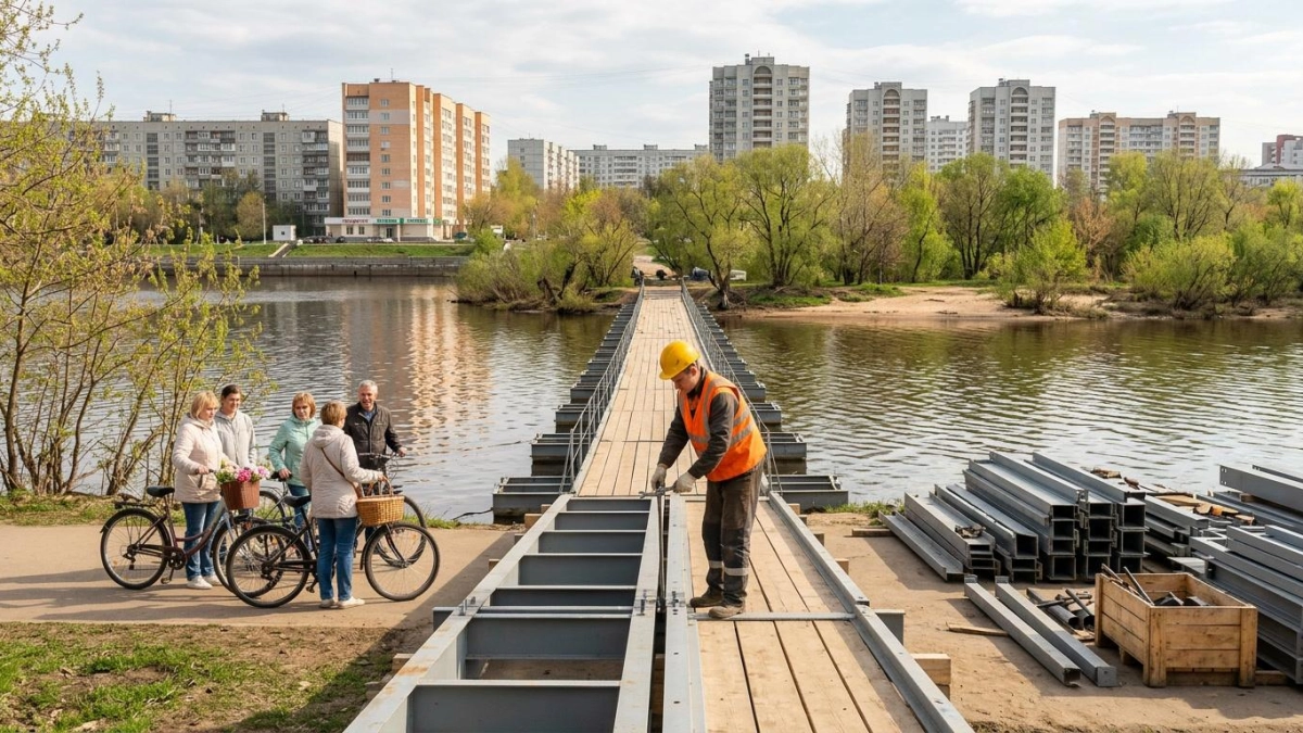 В Ростове открыли понтонный мост на Зеленый остров — к майским выходным
