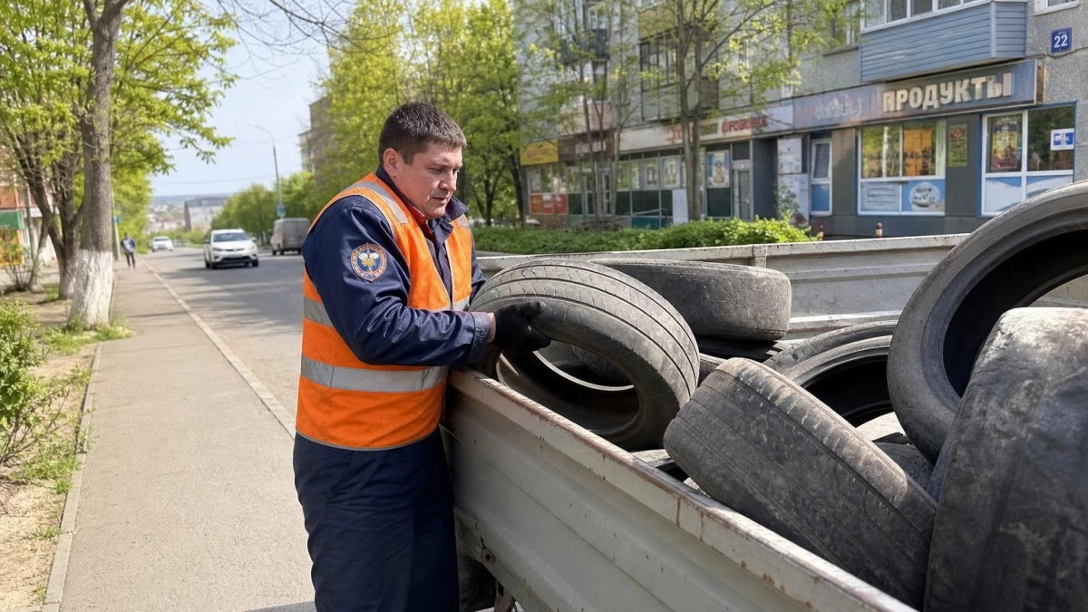 В Таганроге за месяц вывезли тонну старых покрышек и брошенные авто