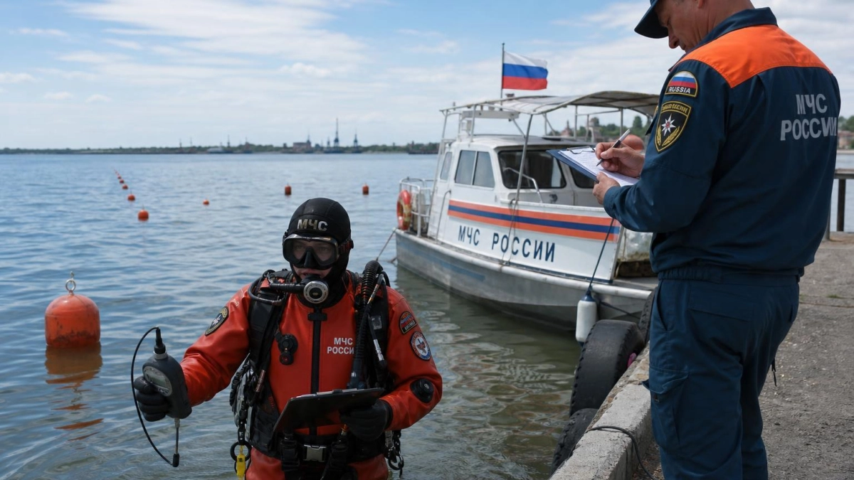 Водолазы МЧС проверили дно Таганрогского залива для самолёта-амфибии Бе-200