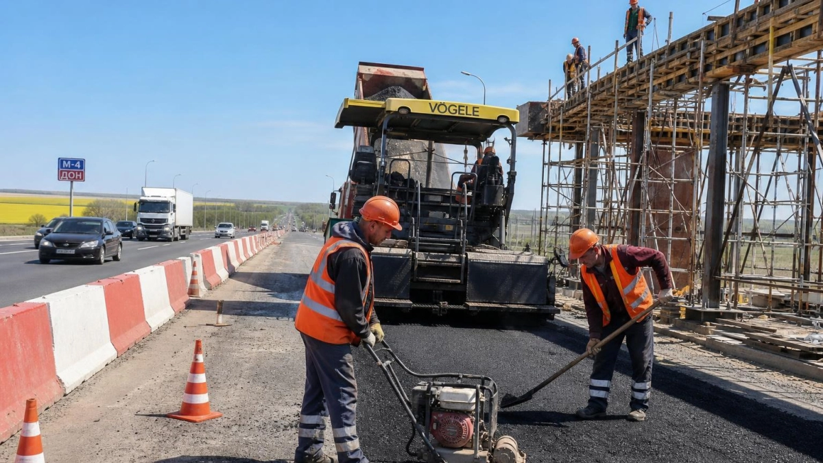 Реконструкция М-4 «Дон»: шесть полос и 20 сооружений уже на 66%