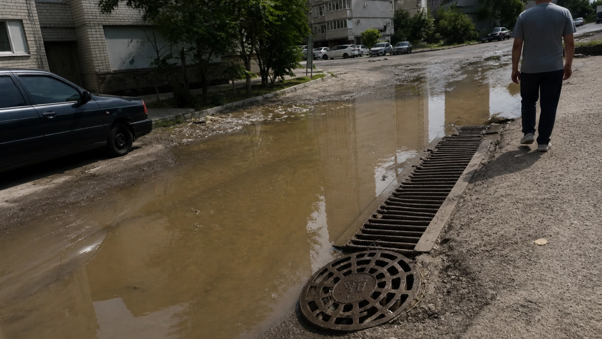 В Ростове улицу Заводскую снова затопило стоками после прорыва канализации