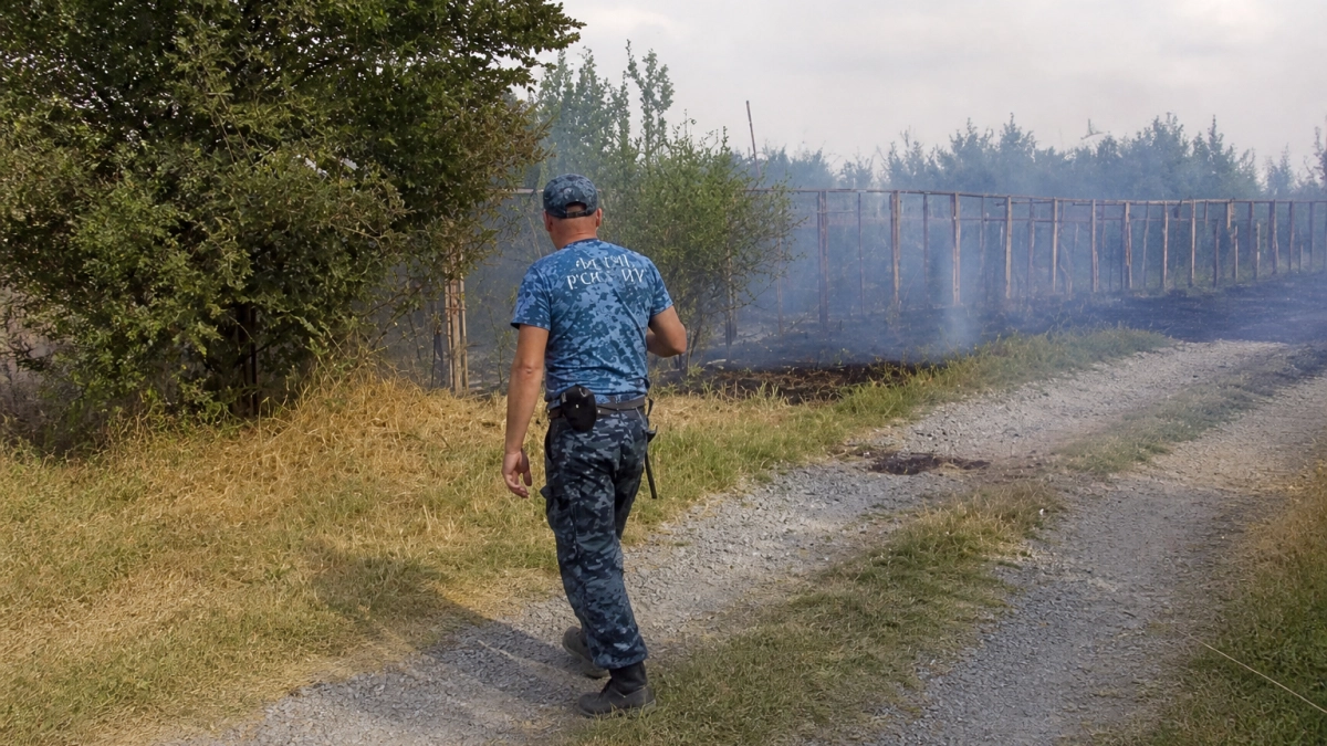 Приставы с жителями остановили пожар у школы в Ростовской области