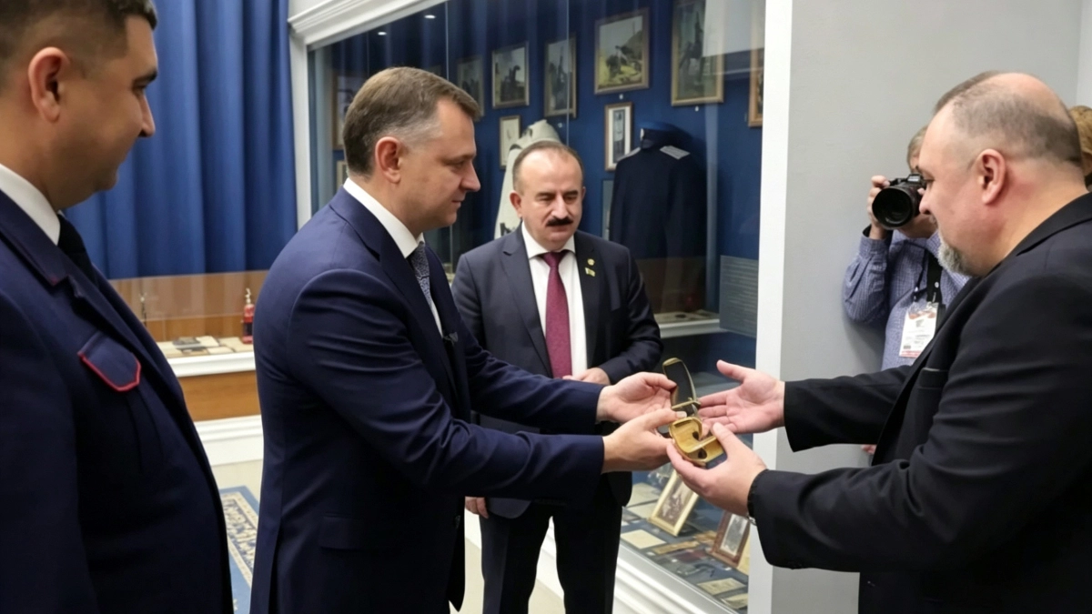Юрий Слюсарь передал центру в Ростове казачью шашку с Парада Победы