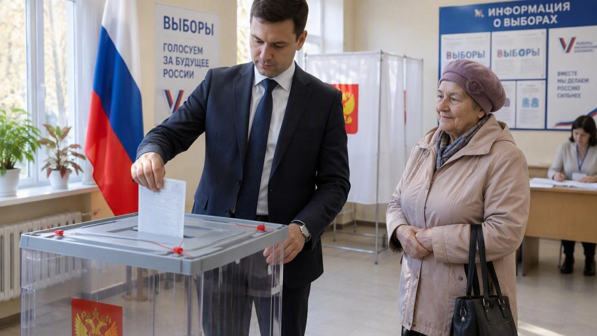 Юрий Слюсарь проголосовал на участке в Ростове вместе с мамой