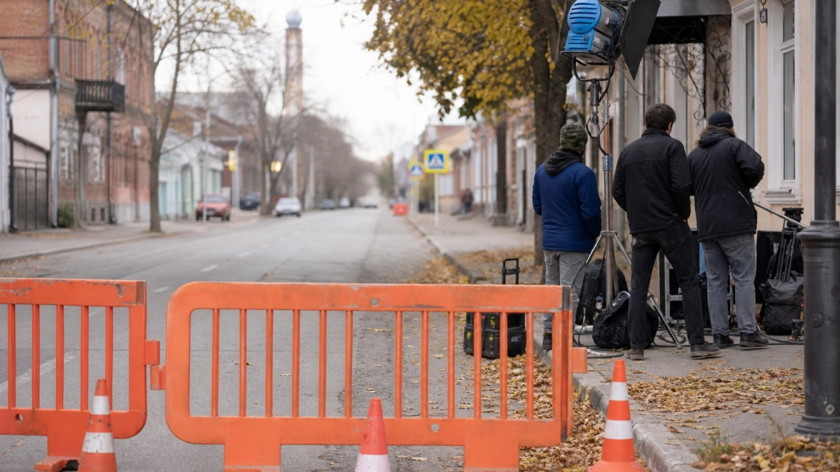 В Таганроге участок улицы Греческой закрыли для машин ради съемок кино